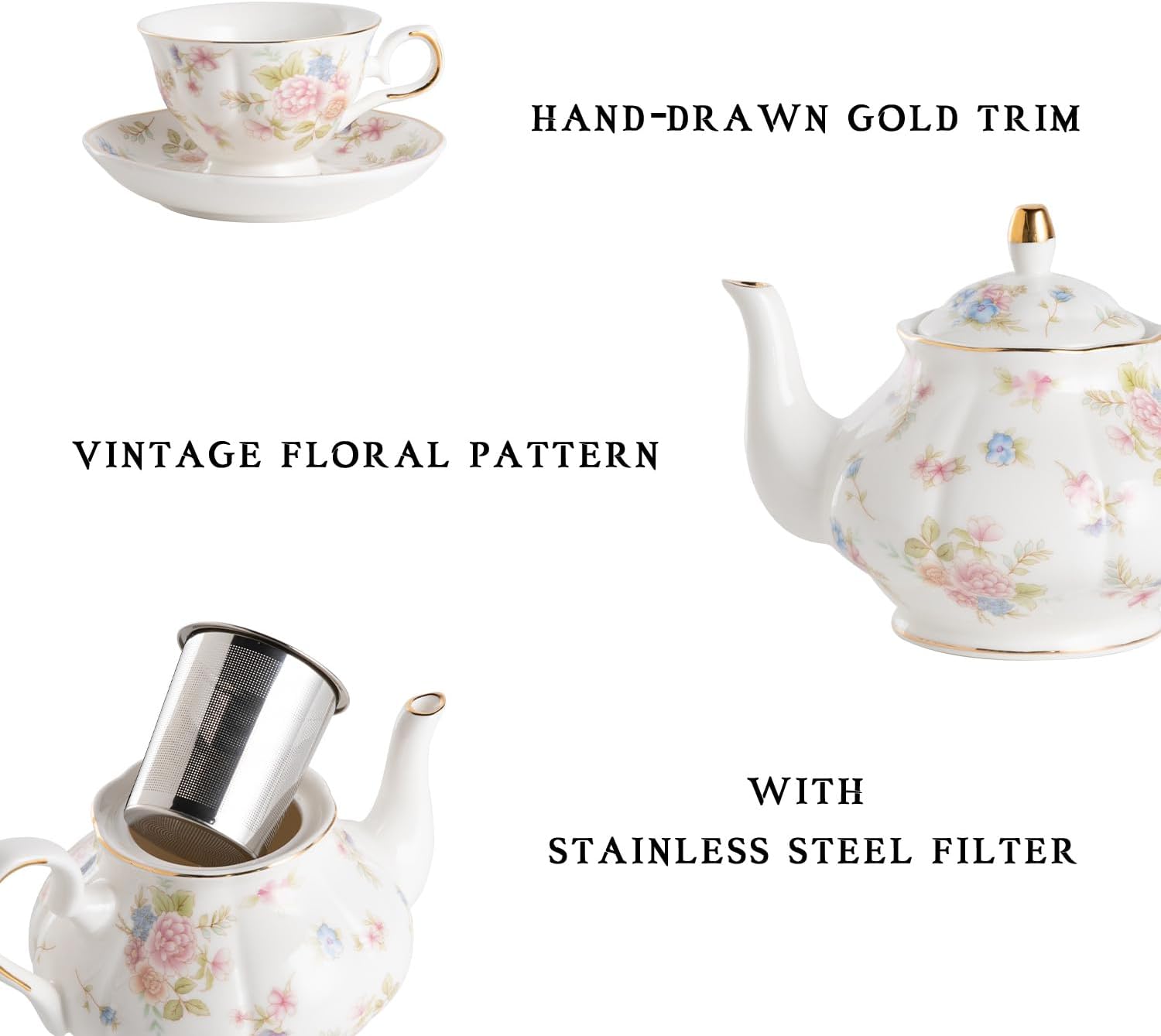 Porcelain Vintage Floral Tea S - Vintage Collectible Spoons ulasan dan harga