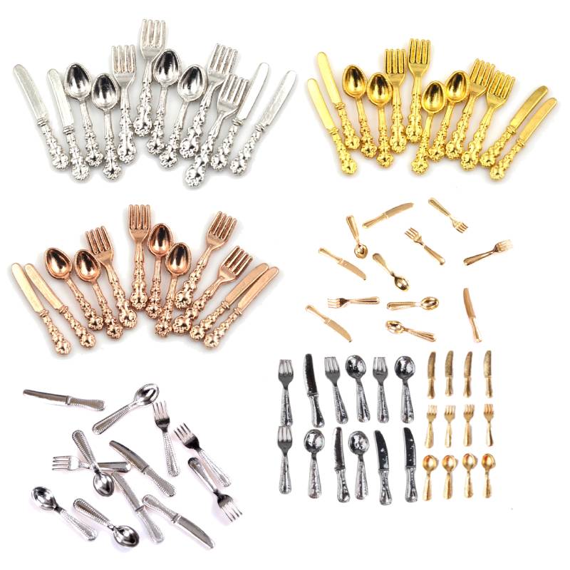 12Pcs 1:12 Mini Vintage Dollho - Vintage Collectible Spoons ulasan dan harga