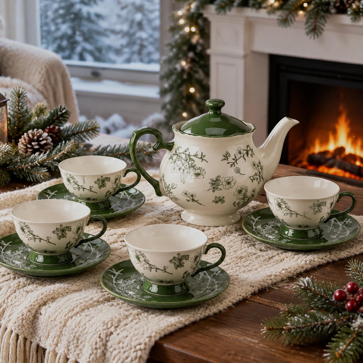 13-Piece Vintage Green Floral  - Vintage Collectible Spoons ulasan dan harga