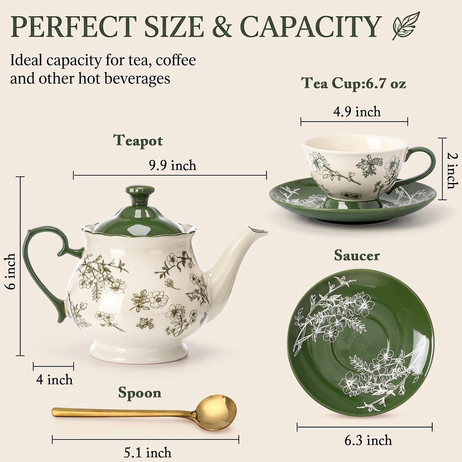 13-Piece Vintage Green Floral  - Vintage Collectible Spoons ulasan dan harga